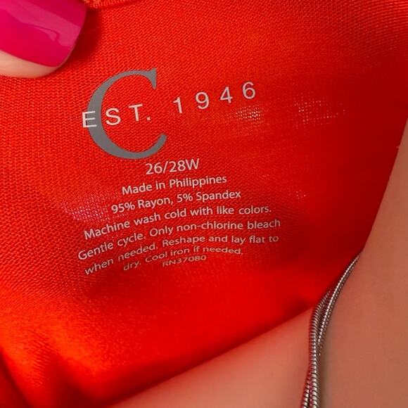 CATO Peek-a-boo Cutout Short Sleeved Casual Top Size 26/28 in Chili Pepper Red - Picture 7 of 7